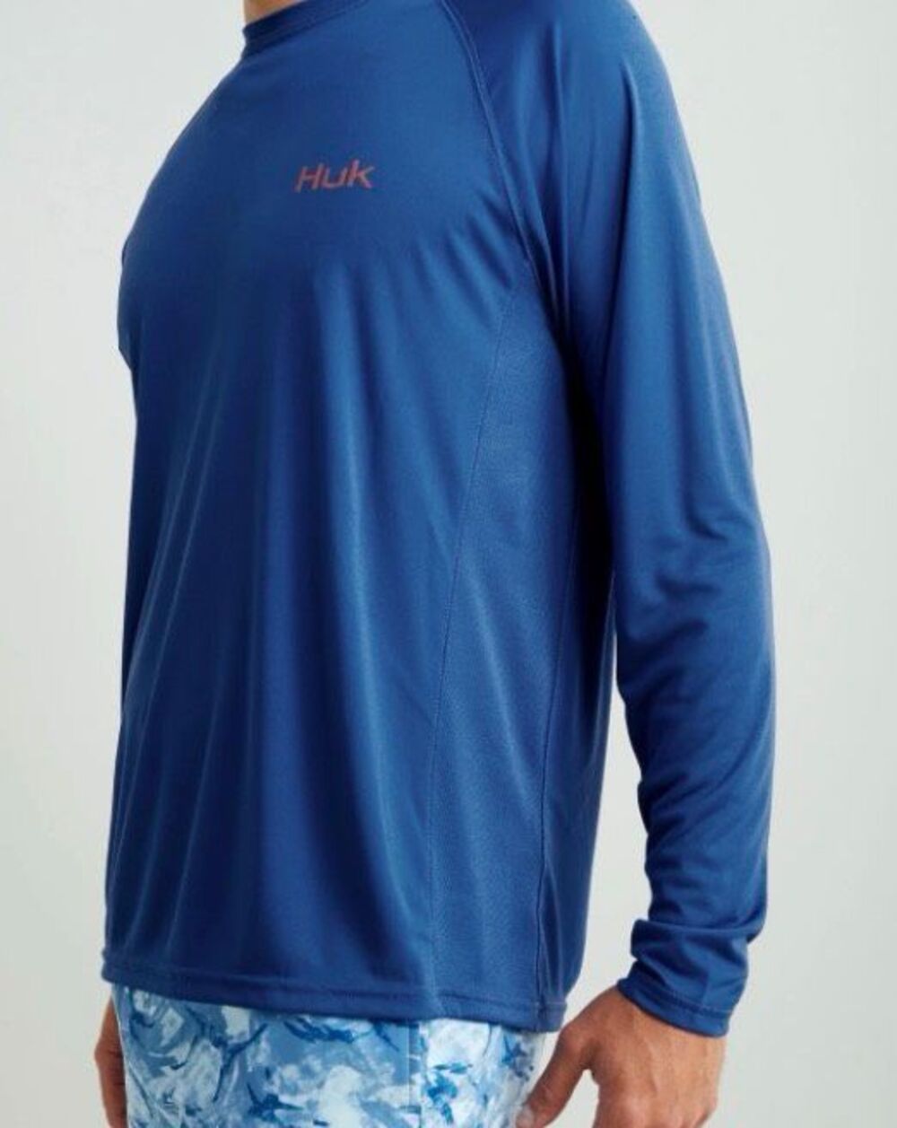 HUK Flag Fish Pursuit Performance Crew long sleeve blue t-shirt - XXXL
